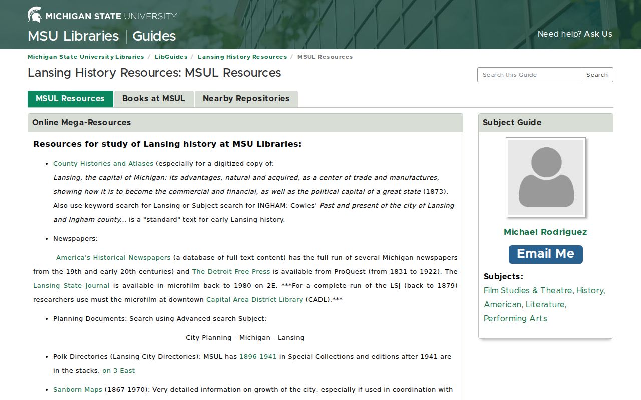 Ingham city directory research through the MSU Lansing history guide