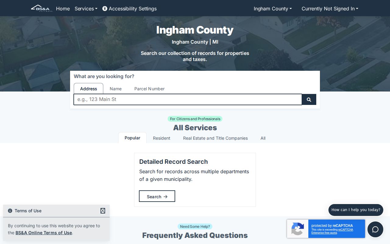 Ingham County residents directory BS&A property search