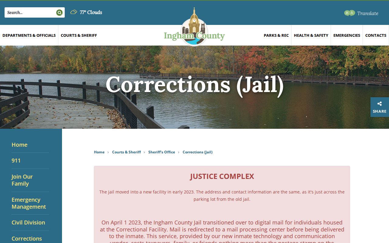 Ingham County residents directory Corrections locator page