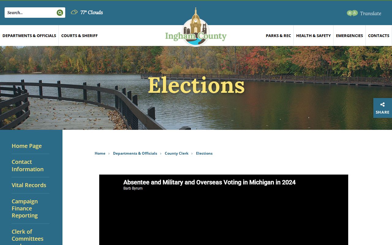 Ingham County ZIP code directory elections maps and clerk information